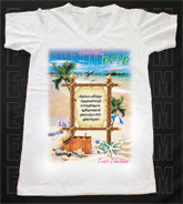 เสื้อยืดคอวีพร้อมสกรีนลายแหล่งท่องเที่ยว ลายจังหวัดตราด
